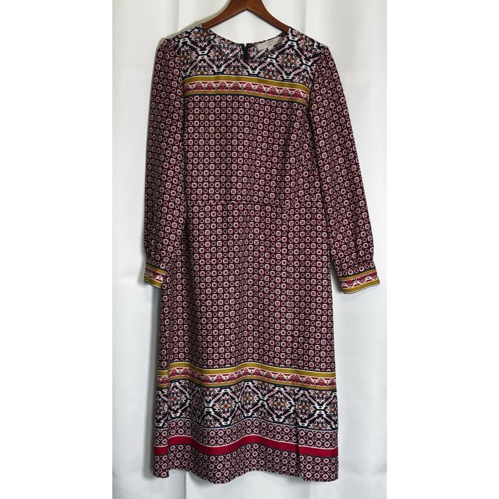 LOFT Plus Midi Dress Multicolor Geo Boho Modest Womans Size 16 New